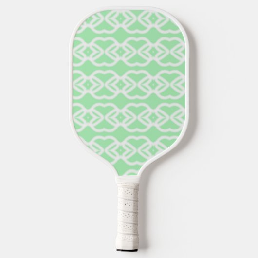 Witte abstracte vormen op groen pickleball paddle (Achterkant)