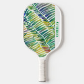 Witte Abstracte Waterverf laat modern monogram Pickleball Paddle (Voorkant)