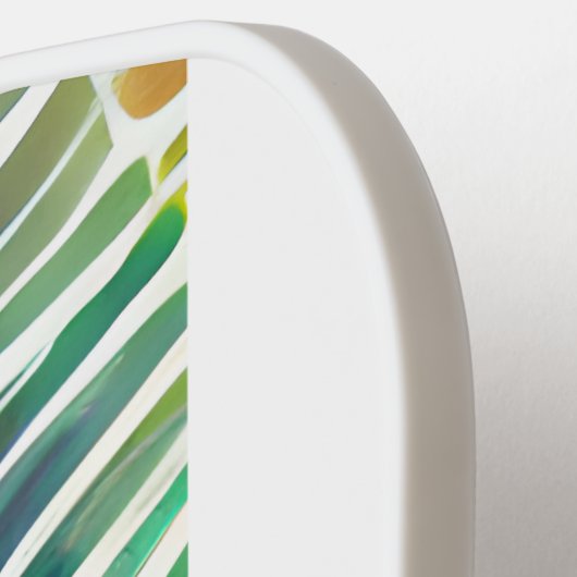 Witte Abstracte Waterverf laat modern monogram Pickleball Paddle (Links Detail)