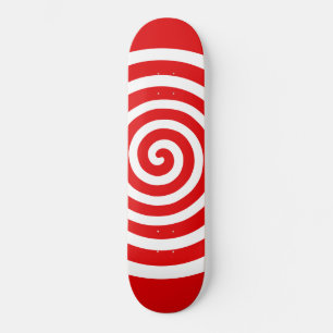 Witte Abstracte wervelcirkel op rood Persoonlijk Skateboard