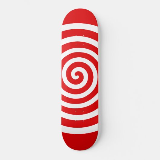 Witte Abstracte wervelcirkel op rood Persoonlijk Skateboard (Voorkant)