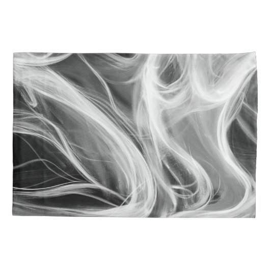 Witte Abstracte wervelende rook ontwerp op zwart Kussensloop (Achterkant-Links)