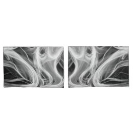 Witte Abstracte wervelende rook ontwerp op zwart Kussensloop