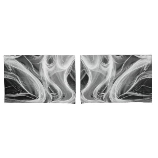 Witte Abstracte wervelende rook ontwerp op zwart Kussensloop (Voorkant-Set)