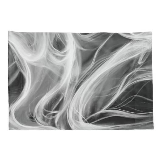 Witte Abstracte wervelende rook ontwerp op zwart Kussensloop (Achterkant-Rechts)