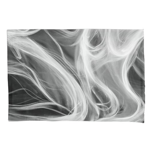 Witte Abstracte wervelende rook ontwerp op zwart Kussensloop (Voorkant-Links)