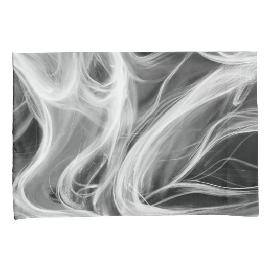 Witte Abstracte wervelende rook ontwerp op zwart Kussensloop (Voorkant-Rechts)