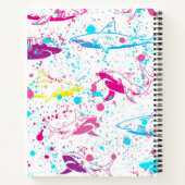 Witte achtergrond abstracte haaien notitieboek (Achterkant)