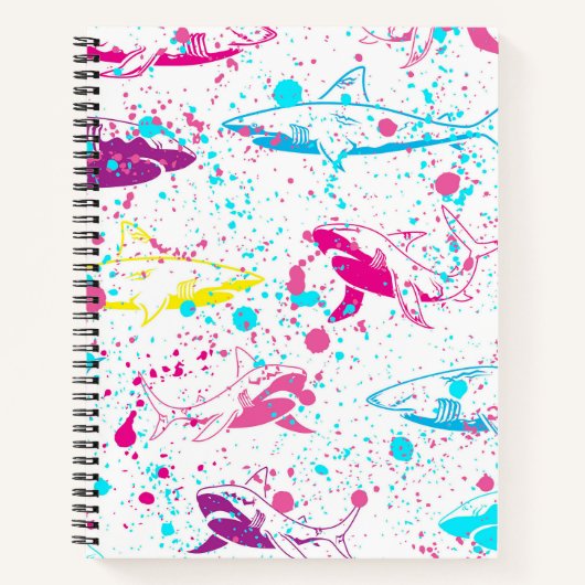 Witte achtergrond abstracte haaien notitieboek (Voorkant)