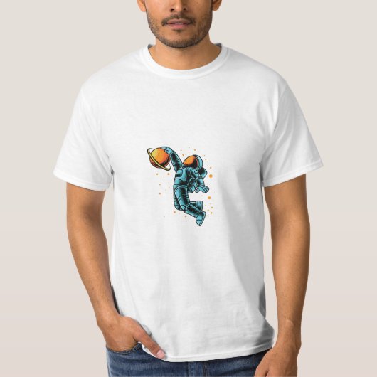 Witte achtergrond astronaut t-shirt (Voorkant)