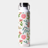 Witte achtergrond Bloemen Waterfles (Voorkant)