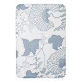 Witte achtergrond Delicate Blauwe Japanse Bloemen Badmat (Voorkant Verticaal)
