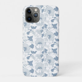 Witte achtergrond Delicate Blauwe Japanse Bloemen Case-Mate iPhone Case