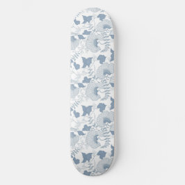 Witte achtergrond Delicate Blauwe Japanse Bloemen Persoonlijk Skateboard