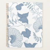 Witte achtergrond Delicate Blauwe Japanse Bloemen Planner (Voorkant)