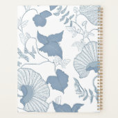 Witte achtergrond Delicate Blauwe Japanse Bloemen Planner (Achterkant)