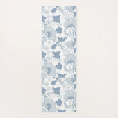 Witte achtergrond Delicate Blauwe Japanse Bloemen Yogamat (Achterkant)