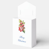 Witte achtergrond dennenappels & rode bessen cadea bedankdoosjes (Geopend)