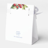 Witte achtergrond dennenappels & rode bessen cadea bedankdoosjes (Achterkant)