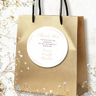 Witte Achtergrond Donkerrood Goud Schrift Bedankt Ronde Sticker