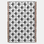 Witte Achtergrond Fleur-de-lis Patroonontwerp Deken (Voorkant Verticaal)