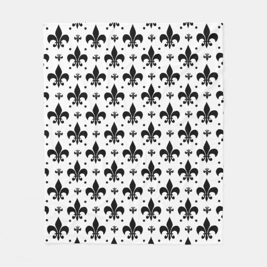 Witte Achtergrond Fleur-de-lis Patroonontwerp Fleece Deken (Voorkant)