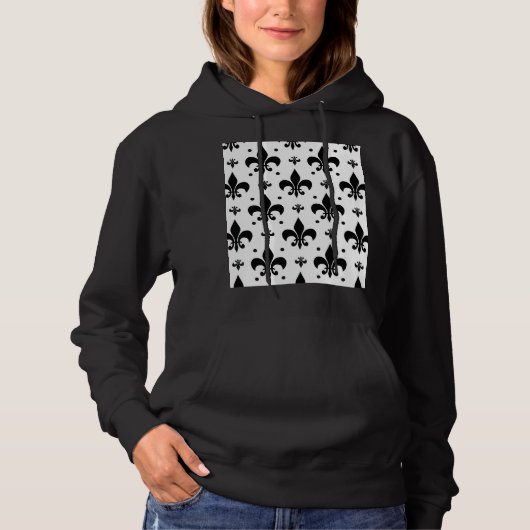 Witte Achtergrond Fleur-de-lis Patroonontwerp Hoodie (Voorkant)