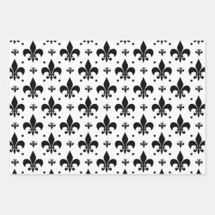 Witte Achtergrond Fleur-de-lis Patroonontwerp Inpakpapier Vel