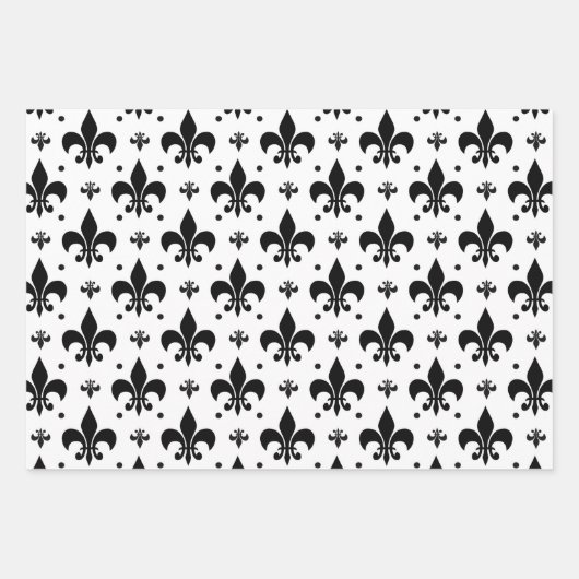 Witte Achtergrond Fleur-de-lis Patroonontwerp Inpakpapier Vel (Voorkant)