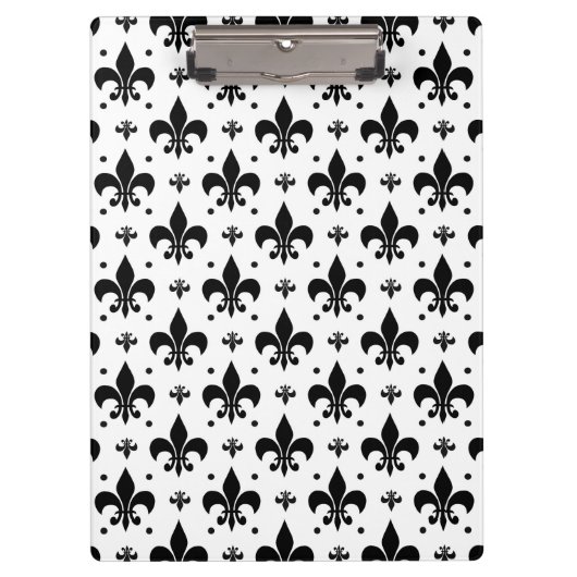 Witte Achtergrond Fleur-de-lis Patroonontwerp Klembord (Voorkant)
