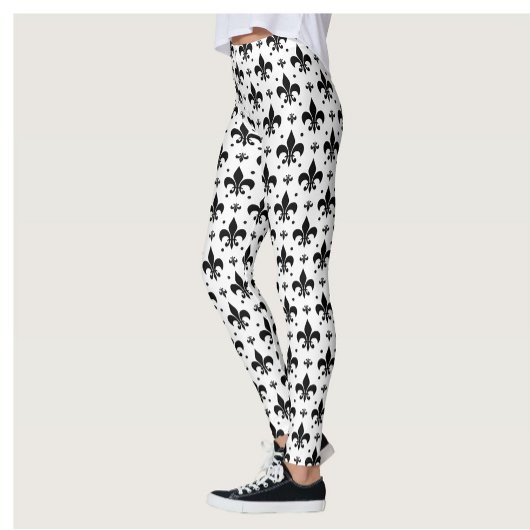 Witte Achtergrond Fleur-de-lis Patroonontwerp Leggings