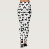 Witte Achtergrond Fleur-de-lis Patroonontwerp Leggings (Achterkant)