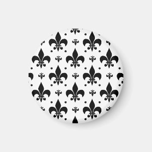 Witte Achtergrond Fleur-de-lis Patroonontwerp Magneet