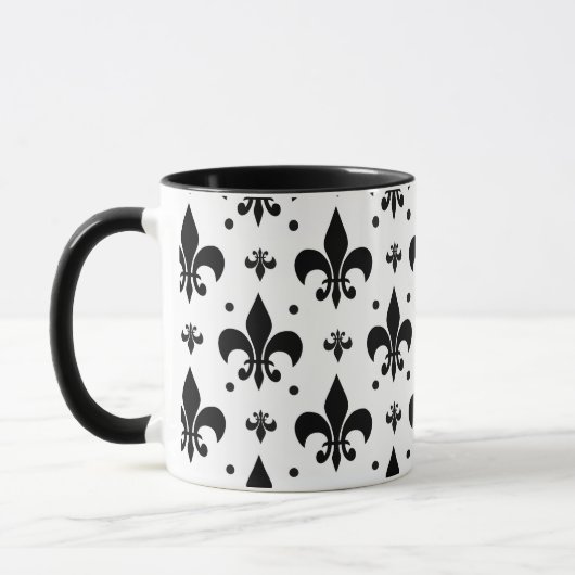 Witte Achtergrond Fleur-de-lis Patroonontwerp Mok (Links)