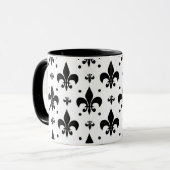 Witte Achtergrond Fleur-de-lis Patroonontwerp Mok (Voorkant links)