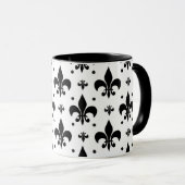 Witte Achtergrond Fleur-de-lis Patroonontwerp Mok (Voorkant rechts)