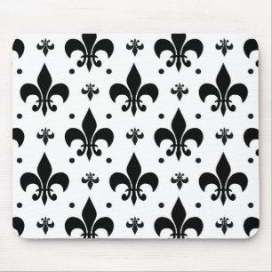 Witte Achtergrond Fleur-de-lis Patroonontwerp Muismat