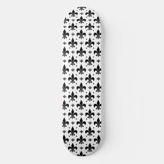 Witte Achtergrond Fleur-de-lis Patroonontwerp Persoonlijk Skateboard (Voorkant)