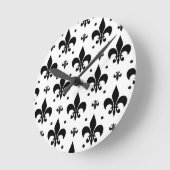 Witte Achtergrond Fleur-de-lis Patroonontwerp Ronde Klok (Hoek)