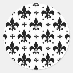 Witte Achtergrond Fleur-de-lis Patroonontwerp Ronde Sticker