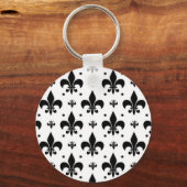 Witte Achtergrond Fleur-de-lis Patroonontwerp Sleutelhanger (Achterkant)