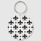 Witte Achtergrond Fleur-de-lis Patroonontwerp Sleutelhanger (Achterkant)