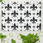 Witte Achtergrond Fleur-de-lis Patroonontwerp Theedoek (Gevouwen)
