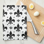 Witte Achtergrond Fleur-de-lis Patroonontwerp Theedoek (Quarter Fold)