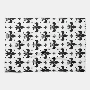 Witte Achtergrond Fleur-de-lis Patroonontwerp Theedoek