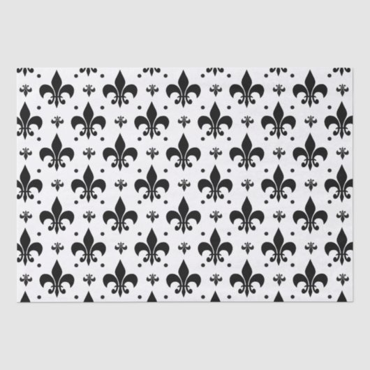 Witte Achtergrond Fleur-de-lis Patroonontwerp Tissuepapier (Voorkant)