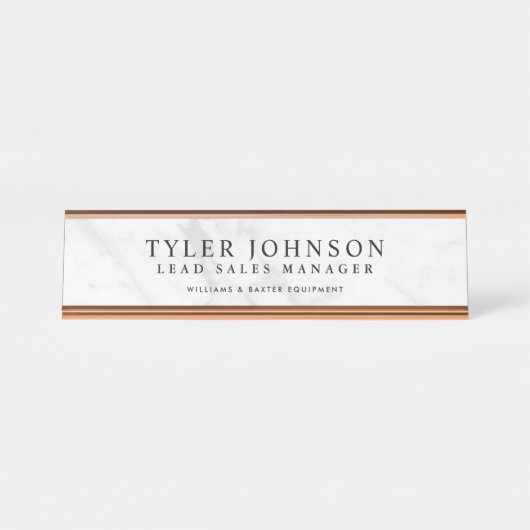 Witte achtergrond Gepersonaliseerd Bureau Naambordje (Voorkant)