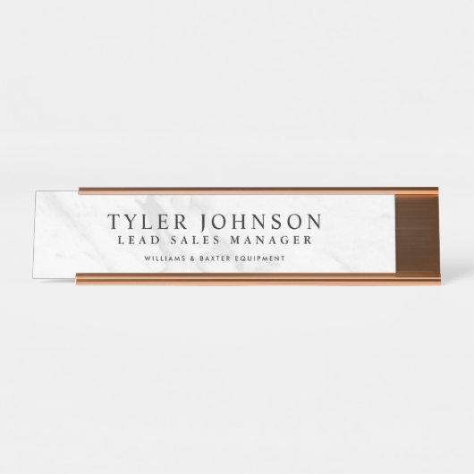 Witte achtergrond Gepersonaliseerd Bureau Naambordje (Voorkant)