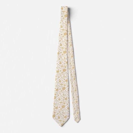 Witte achtergrond gouden accenten leggings stropdas (Voorkant)
