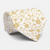Witte achtergrond gouden accenten leggings stropdas (Opgerold)